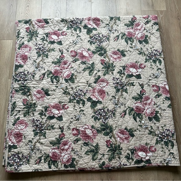 Pottery Barn Adelise Reversible Cotton Linen Floral Quilt Queen - Picture 5 of 14